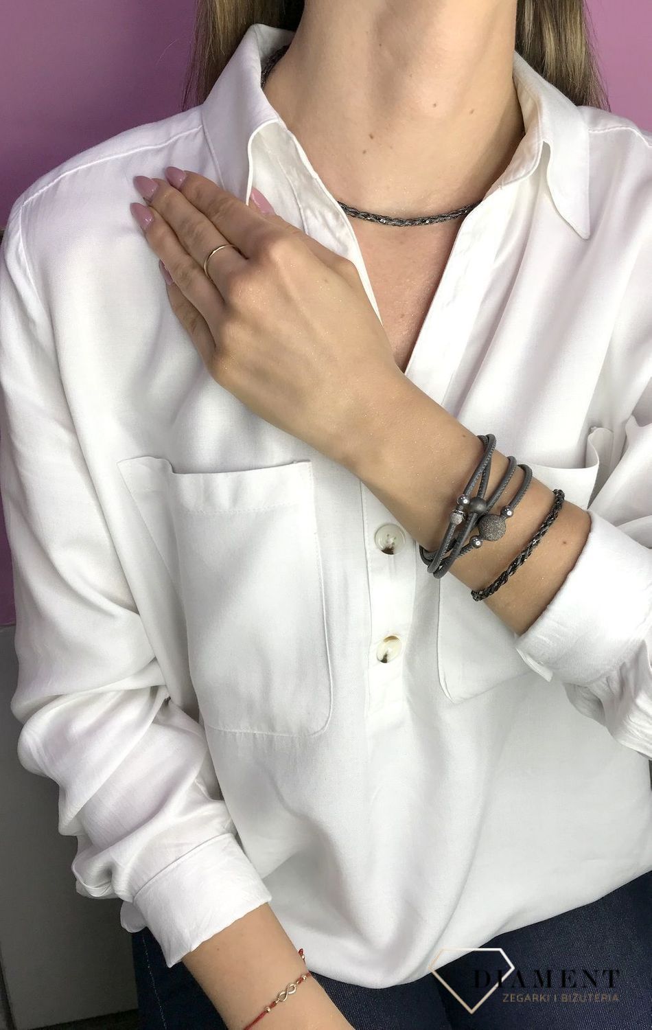 Bransoletka damska wykonana z wysokiej jakości skóry naturalnej. Bransoletka damska podwójna. Damska bransoletka idealna na prezent..jpg